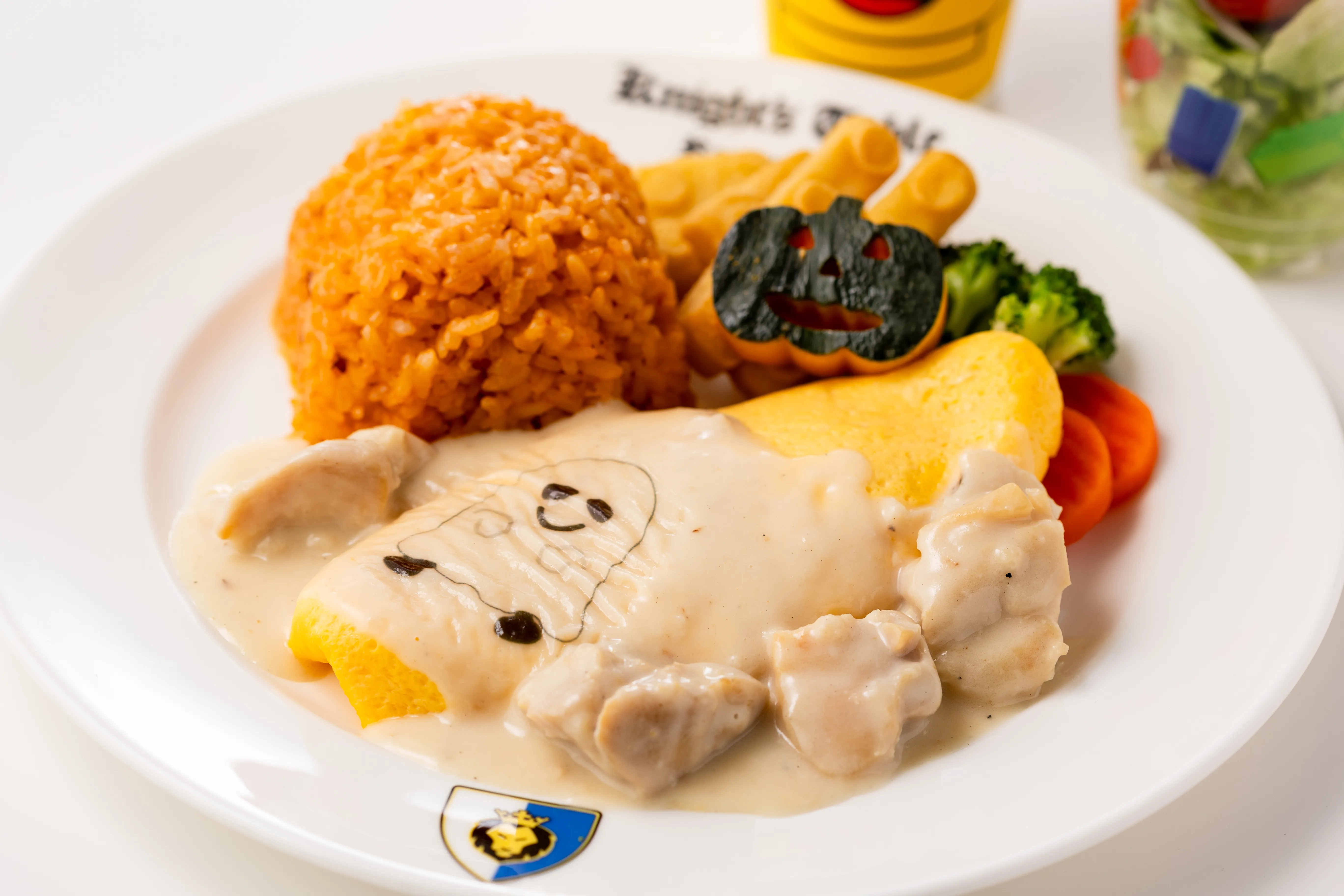 Fluffy Ghost Egg Omelet Rice Set Chicken Cream