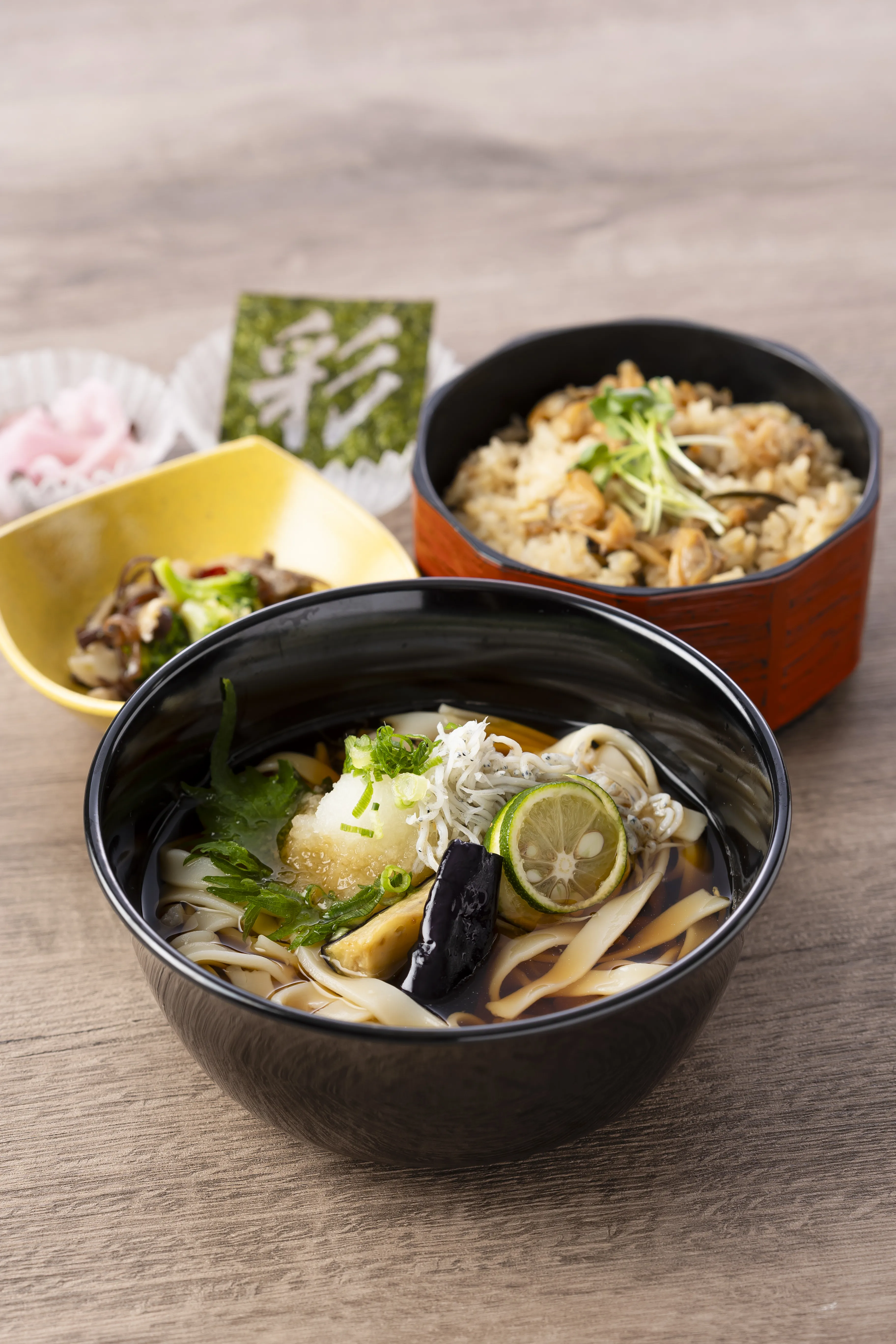 Iro Fried Eggplant And Whitebait Kishimen Meal